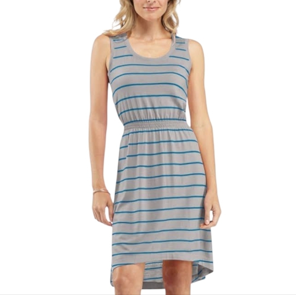 Icebreaker Merino Wool Stripe Dress Women Small Grey Blue Travel